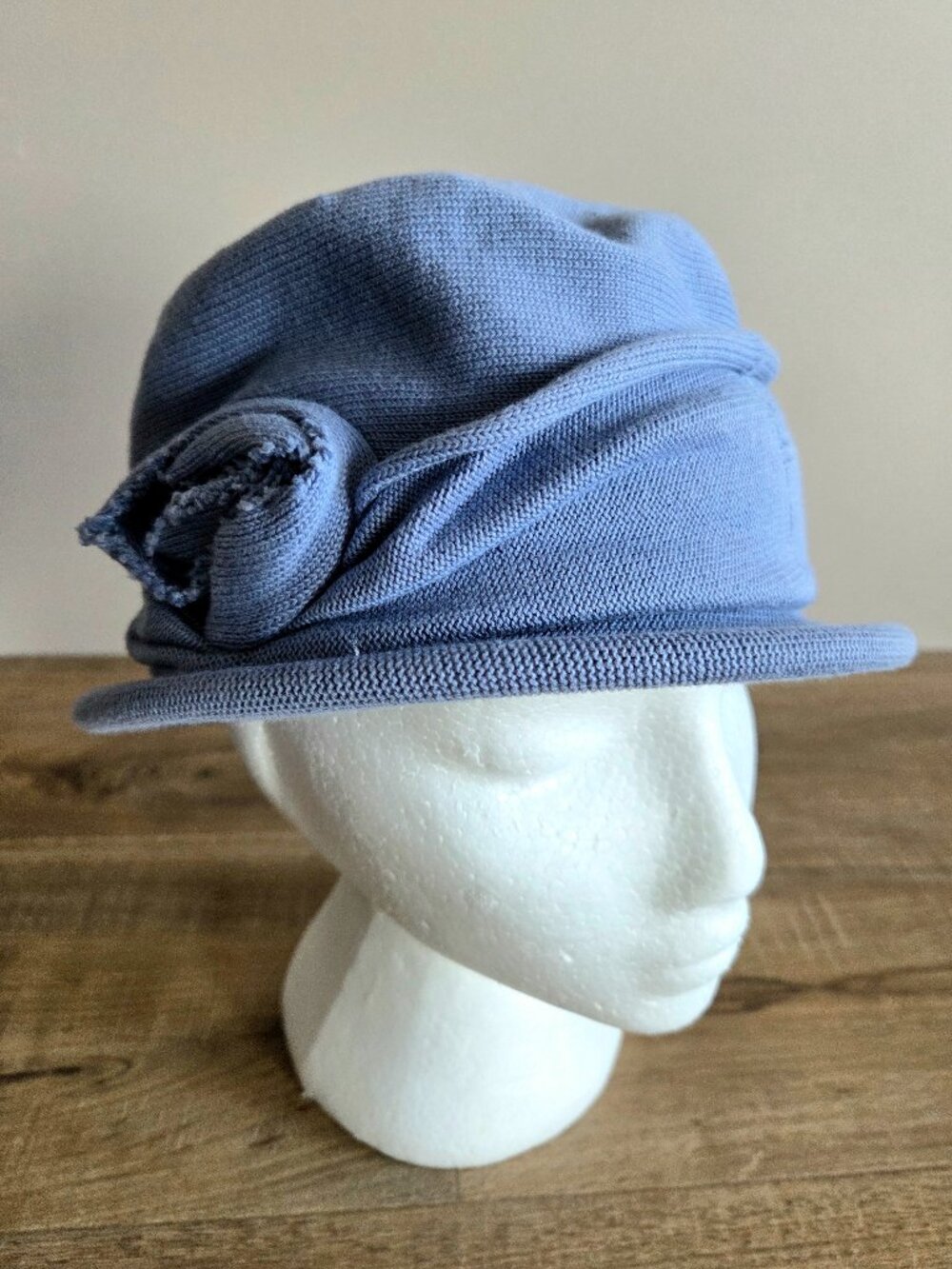 Parkhurst 100% cotton blue hat with floral design on the side. - Picture 2 of 8